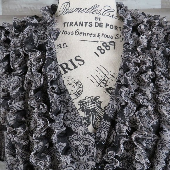 I-N-C* Women's Short Sleeve Low‎ V-Neck Button Down Ruffled Blouse~ Size 1X - Picture 11 of 13